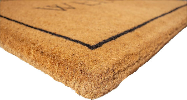 Homeroots 24" X 36" Natural And Black Coir Welcome Outdoor Door Mat   555212