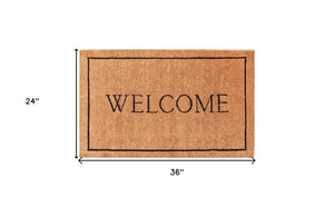Homeroots 24" X 36" Natural And Black Coir Welcome Outdoor Door Mat   555212