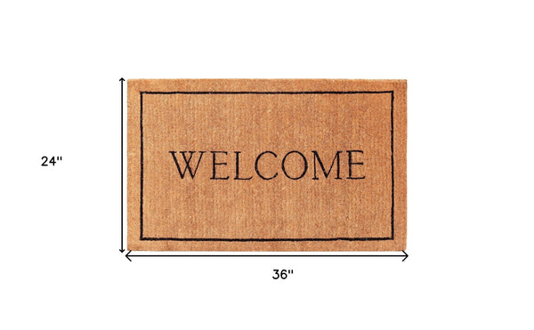 Homeroots 24" X 36" Natural And Black Coir Welcome Outdoor Door Mat   555212