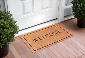 Homeroots 24" X 36" Natural And Black Coir Welcome Outdoor Door Mat   555212