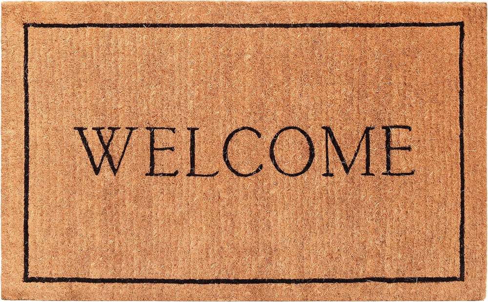Homeroots 30" X 48" Natural And Black Coir Welcome Outdoor Door Mat   555251