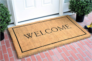 Homeroots 30" X 48" Natural And Black Coir Welcome Outdoor Door Mat   555251