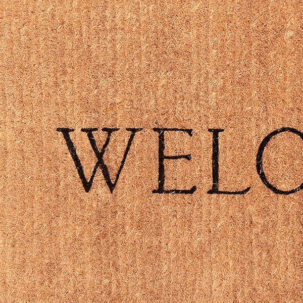 Homeroots 30" X 48" Natural And Black Coir Welcome Outdoor Door Mat   555251