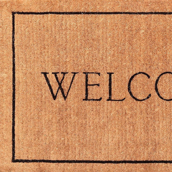 Homeroots 30" X 48" Natural And Black Coir Welcome Outdoor Door Mat   555251