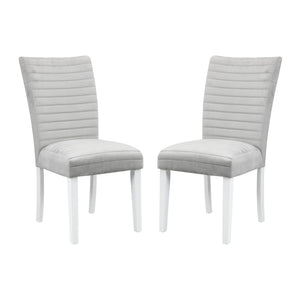 English Elm Set Of 2 Velvet Upholstered Side Chairs - Elegant Gray Comfort With Modern White Gloss Finish B016P322919-GIGA