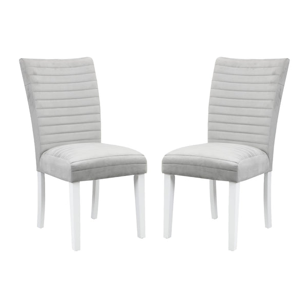 English Elm Set Of 2 Velvet Upholstered Side Chairs - Elegant Gray Comfort With Modern White Gloss Finish B016P322919-GIGA