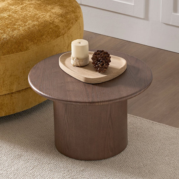 English Elm Coffee Table Nesting Set Round Mdf Pair Walnut Finish for Modern Living Rooms W876S00337