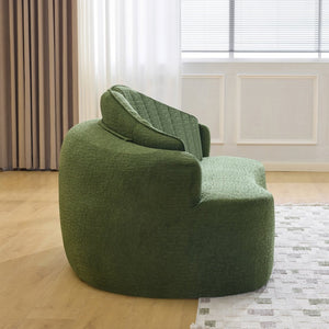English Elm Curved Two Seat Chenille Sofa Sculptural Wave Design for Studio and Small Living Rooms Green W3612P422592