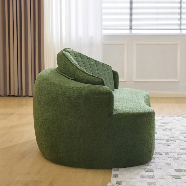 English Elm Curved Two Seat Chenille Sofa Sculptural Wave Design for Studio and Small Living Rooms Green W3612P422592