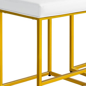 Homeroots Set Of Two 24" White Faux Leather & Gold Metal Backless Bar Chairs For Stylish Dining Spaces   555304