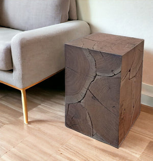 HomeRoots 20" Black Distressed Solid Wood Square End Table – Rustic Charm for Living Rooms & Bedrooms! 555312