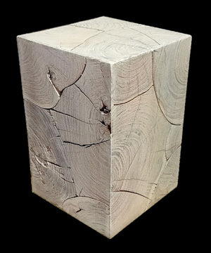 Homeroots 20" Whitewash Solid Wood Block Handmade Square End Table   555313