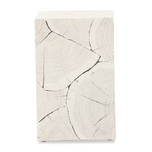 HomeRoots 20" Whitewash Solid Wood Block End Table - Handmade Rustic Charm for Modern Coastal & Farmhouse Decor 555313