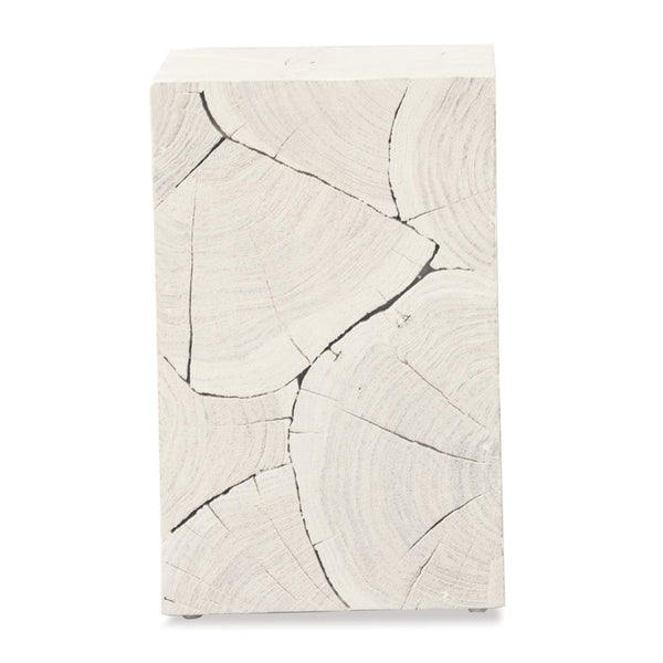 HomeRoots 20" Whitewash Solid Wood Block End Table - Handmade Rustic Charm for Modern Coastal & Farmhouse Decor 555313