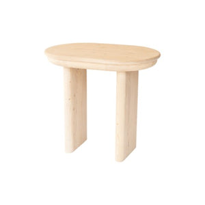 Homeroots 22" Natural Solid Wood Oval Sled End Table - Versatile Pine Design Perfect For Living Room & Bedroom   555314