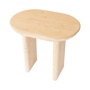 Homeroots 22" Natural Solid Wood Oval Sled End Table - Versatile Pine Design Perfect For Living Room & Bedroom   555314