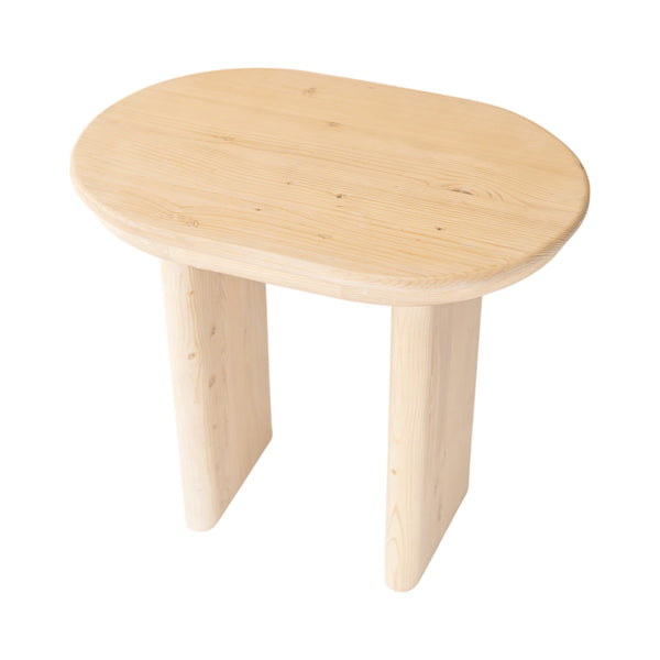 Homeroots 22" Natural Solid Wood Oval Sled End Table - Versatile Pine Design Perfect For Living Room & Bedroom   555314