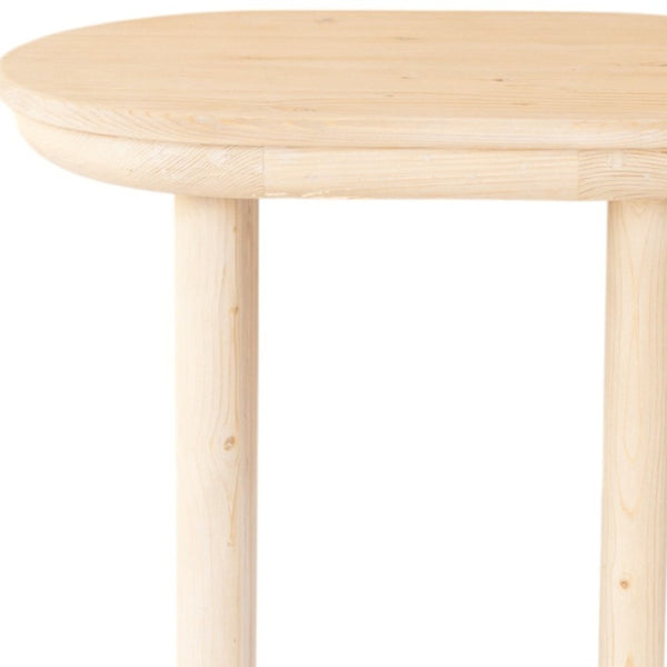 Homeroots 22" Natural Solid Wood Oval Sled End Table - Versatile Pine Design Perfect For Living Room & Bedroom   555314