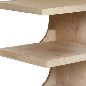 Homeroots 24" Natural Solid Wood End Table With Two Shelves   555315