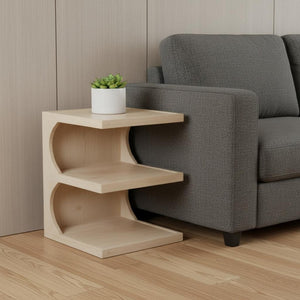 HomeRoots 24" Rustic Solid Wood End Table with Two Open Shelves – Versatile Storage for Home & Office Spaces 555315