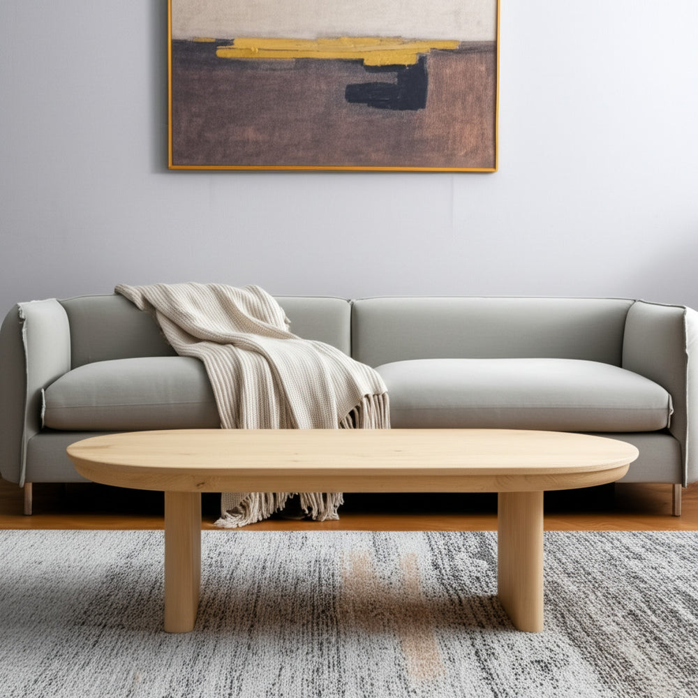 Homeroots 54" Natural Solid Wood Oval Coffee Table - Stylish Design To Elevate Your Living Room Decor Today!   555316