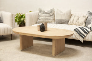 Homeroots 54" Natural Solid Wood Oval Coffee Table - Stylish Design To Elevate Your Living Room Decor Today!   555316