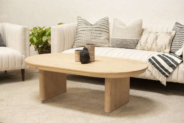 Homeroots 54" Natural Solid Wood Oval Coffee Table - Stylish Design To Elevate Your Living Room Decor Today!   555316