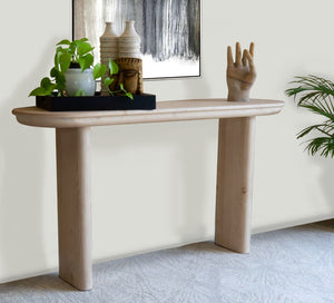 Homeroots 60" Natural Solid Wood Console Table - Stylish Multi-functional Entryway Furniture For Any Space   555318