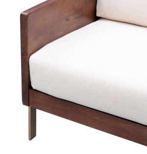 Homeroots 31" White Brown And Gold Top Grain Leather Arm Chair   555319