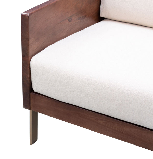 Homeroots 31" White Brown And Gold Top Grain Leather Arm Chair   555319