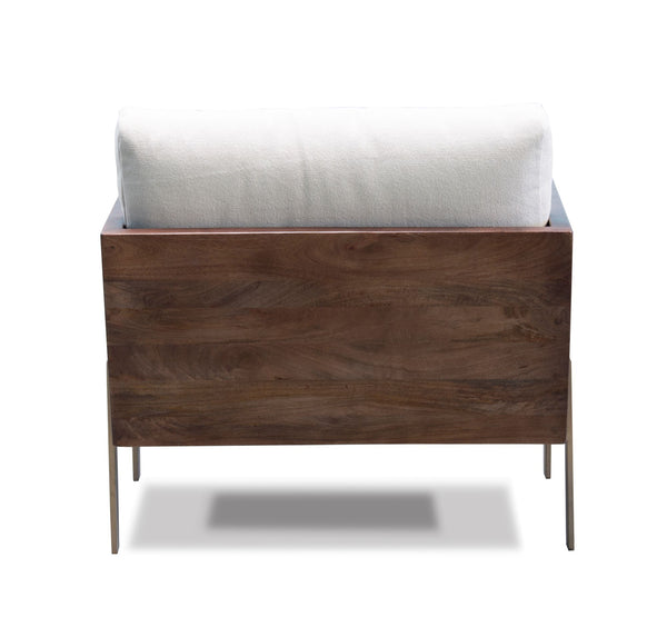 Homeroots 31" White Brown And Gold Top Grain Leather Arm Chair   555319