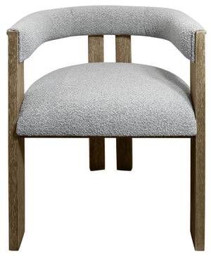 HomeRoots Gray Upholstered Boucle Open Back Dining Arm Chair - Mid-Century Modern Style with Rustic Charm 555321