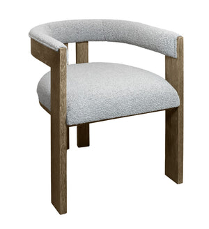 HomeRoots Gray Upholstered Boucle Open Back Dining Arm Chair - Mid-Century Modern Style with Rustic Charm 555321