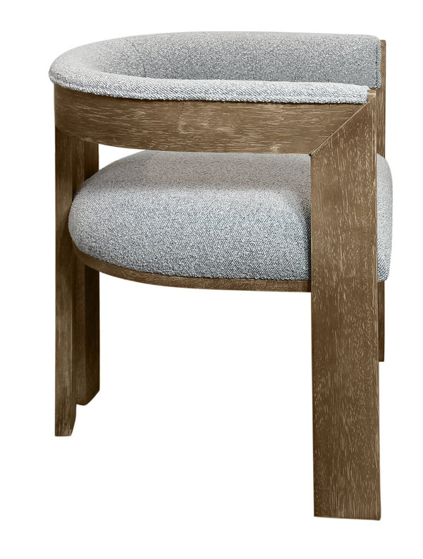 HomeRoots Gray Upholstered Boucle Open Back Dining Arm Chair - Mid-Century Modern Style with Rustic Charm 555321