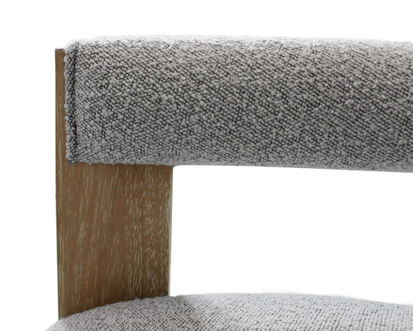 HomeRoots Gray Upholstered Boucle Open Back Dining Arm Chair - Mid-Century Modern Style with Rustic Charm 555321