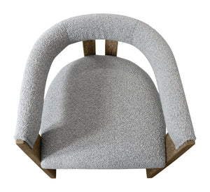 HomeRoots Gray Upholstered Boucle Open Back Dining Arm Chair - Mid-Century Modern Style with Rustic Charm 555321