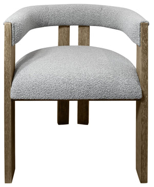 HomeRoots Gray Upholstered Boucle Open Back Dining Arm Chair - Mid-Century Modern Style with Rustic Charm 555321