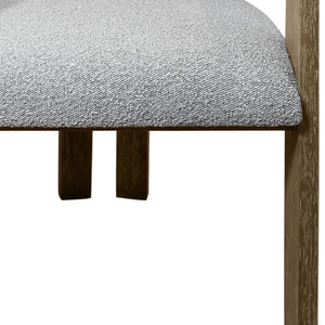 HomeRoots Gray Upholstered Boucle Open Back Dining Arm Chair - Mid-Century Modern Style with Rustic Charm 555321