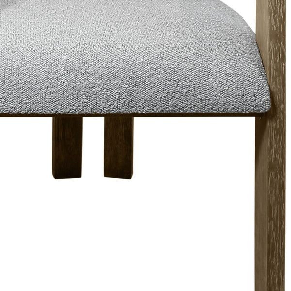 HomeRoots Gray Upholstered Boucle Open Back Dining Arm Chair - Mid-Century Modern Style with Rustic Charm 555321