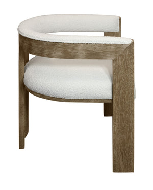 HomeRoots Ivory Boucle Dining Arm Chair - Mid-Century Modern Design with Open Back and Vintage Charm 555323