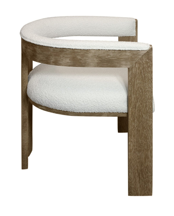 HomeRoots Ivory Boucle Dining Arm Chair - Mid-Century Modern Design with Open Back and Vintage Charm 555323