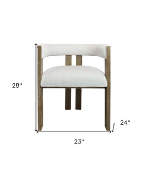 HomeRoots Ivory Boucle Dining Arm Chair - Mid-Century Modern Design with Open Back and Vintage Charm 555323