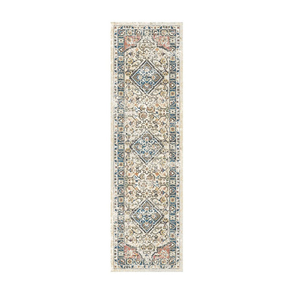 HomeRoots 8' Beige Oriental Distressed Runner Rug with Elegant Fringe – Perfect for Hallways & Entryways! 555337