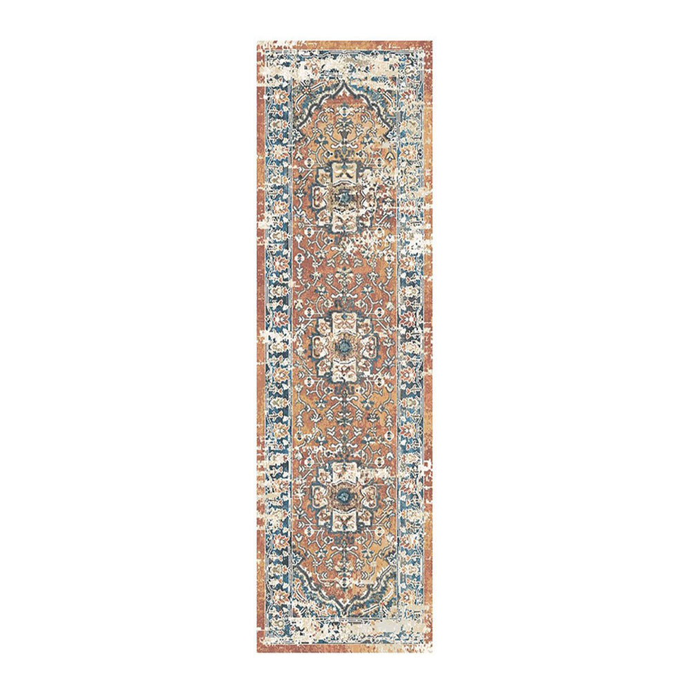 Homeroots 8' Rust Oriental Distressed Runner Rug With Fringe  Polyester 555347