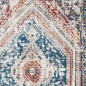 Homeroots 5' X 8' Teal Taupe And Rust Geometric Distressed Area Rug With Fringe  Polyester 555358