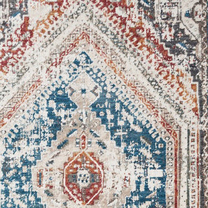 Homeroots 8' X 10' Teal Taupe And Rust Geometric Distressed Area Rug With Fringe  Polyester 555359