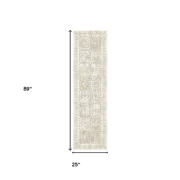HomeRoots 8' Ivory Oriental Distressed Runner Rug – Classic Design, Durable, Soft Texture for Any Space! 555367