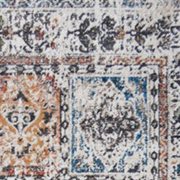 HomeRoots 5' Ivory Oriental Distressed Area Rug with Tasseled Fringe - Timeless Elegance for Any Room 9' X 13' 555375