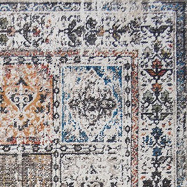 HomeRoots 5' Ivory Oriental Distressed Area Rug with Tasseled Fringe - Timeless Elegance for Any Room 9' X 13' 555375