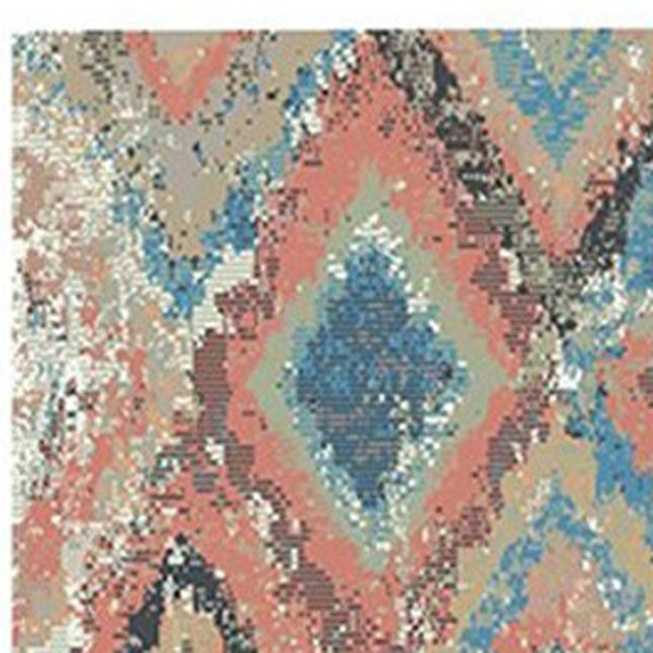 HomeRoots 8' Blue Geometric Distressed Runner Rug with Classic Tassel Fringe for Cozy Hallways & Entryways 555377